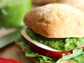 Spinach Pesto!... Throw all the ingredients in the blender and you end up with an amazing spread/topping for sandwiches or pasta dishes!  This is a family favorite!