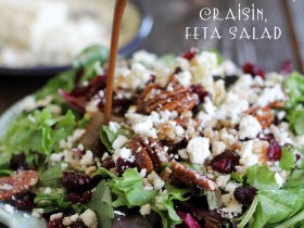 Candied Pecan, Craisin, Feta Salad with Creamy Balsamic Vinaigrette... This is the most amazing and delicious salad! #salad #recipe