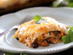Chicken Enchilada Casserole on chef-in-training.com  ...The great flavor of chicken enchiladas, with only a fraction of the work! #dinner #recipe