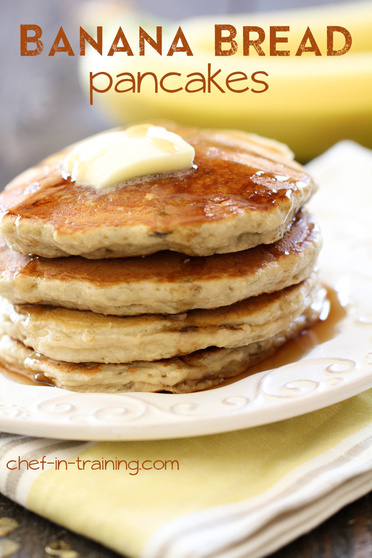 Banana Bread Pancakes on chef-in-training.com ...These are SO amazing! Pancakes merge with Banana Bread to create something SO good!