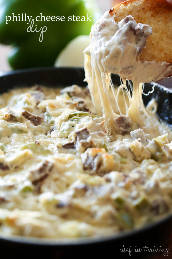 Philly Cheese Steak Dip from chef-in-training.com ...this dip is incredible! Everything you love about philly cheese steak made into one addicting appetizer!
