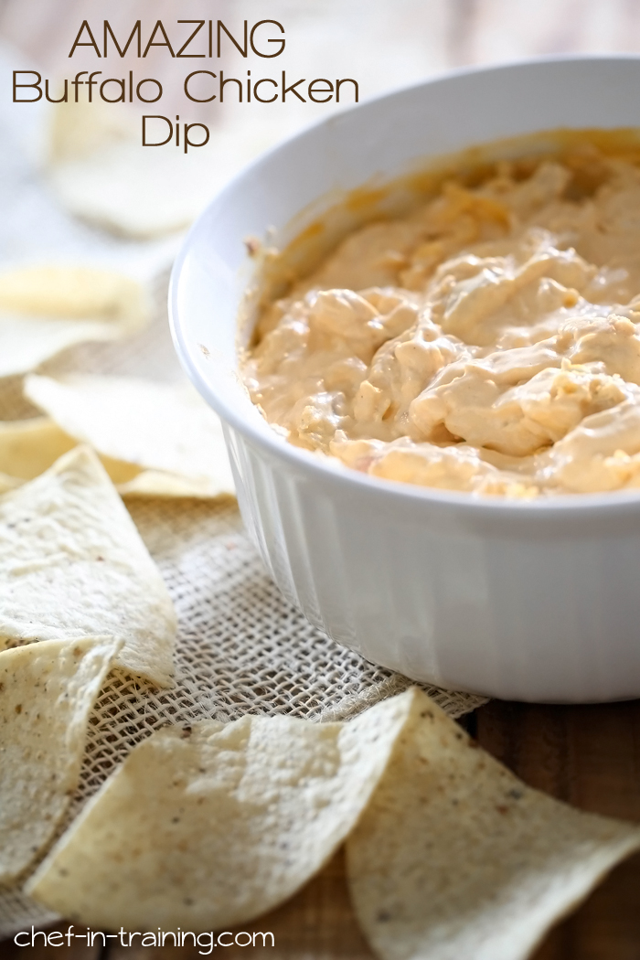 Buffalo Chicken Dip from chef-in-training.com ...This dip only requires 3 ingredients and will be the first thing to disappear at your parties! 