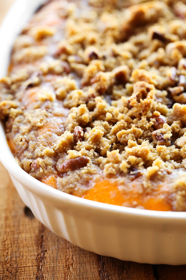 This Sweet Potato Casserole is my absolute FAVORITE side dish at Thanksgiving or anytime really! It is perfectly sweet with a delicious crumb topping! It is always the first thing to disappear wherever I bring it!