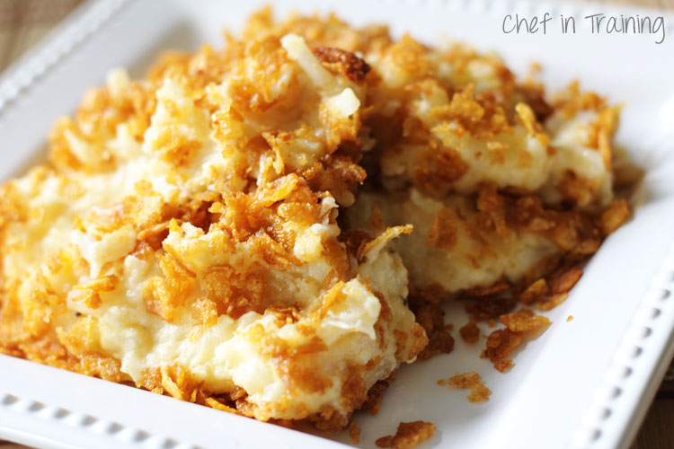 Cheesy Potato Casserole from chef-in-training.com …This recipe is so easy and one of my favorite side dishes!