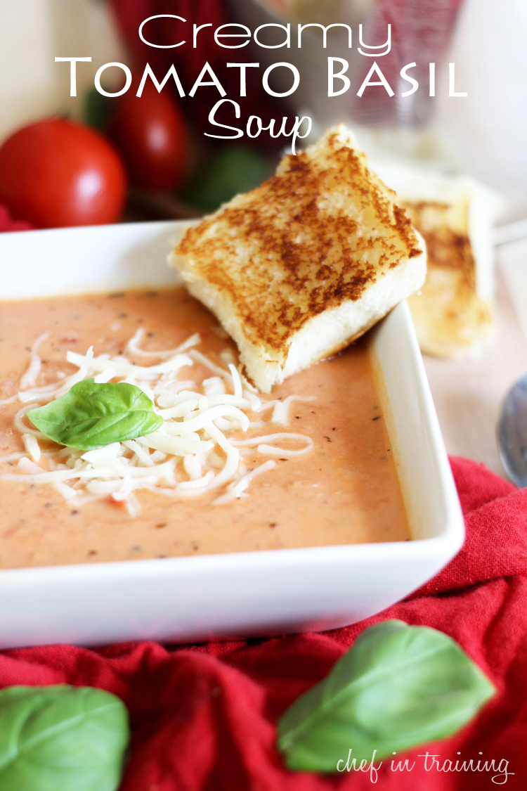 Creamy Tomato Basil Soup!... Perfect for the cooler days! It is one of my absolute favorite soups! #soup #recipe