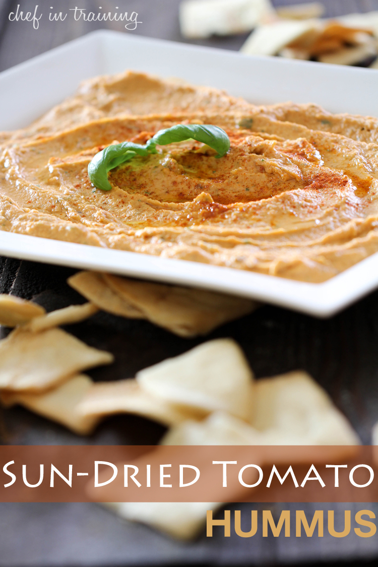 Sun-Dried Tomato Hummus on chef-in-training.com ...This is a delicious and healthier alternative to traditional dips. It is jam packed with flavor and completely addictive! #recipe #appetizer #hummus