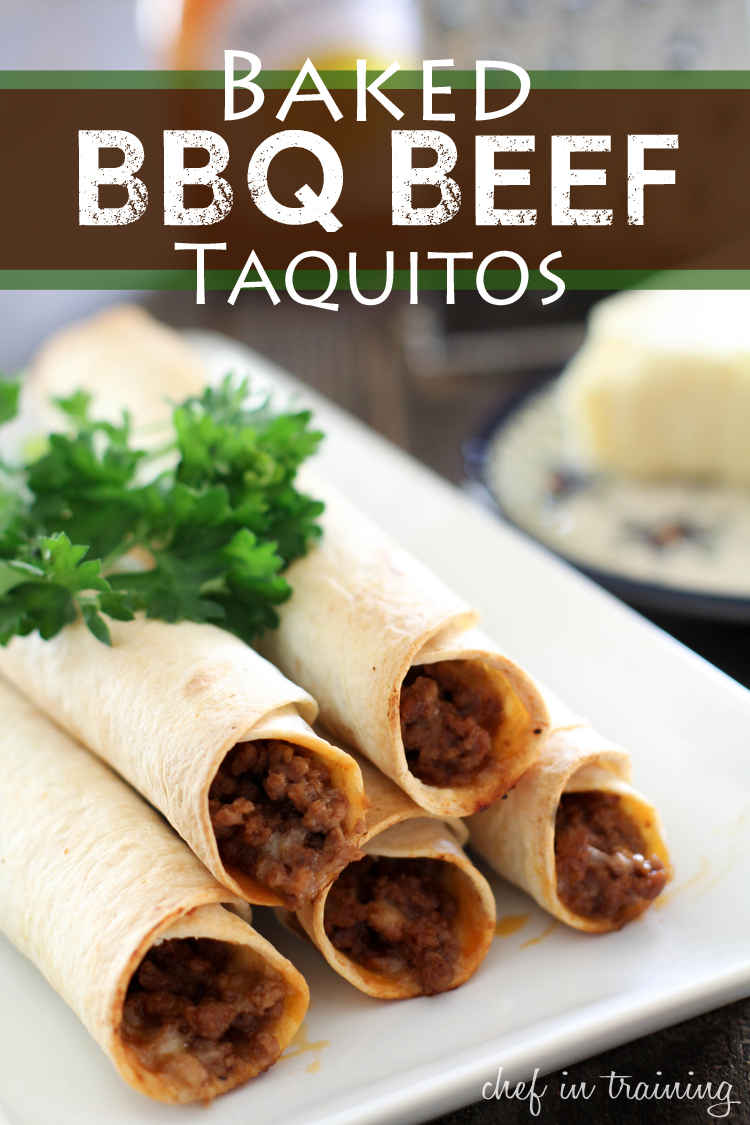 Baked BBQ Beef Taquitos on chef-in-training.com ...This dinner is super easy, delicious and family-friendly! Picky Eater Approved! #recipe #dinner