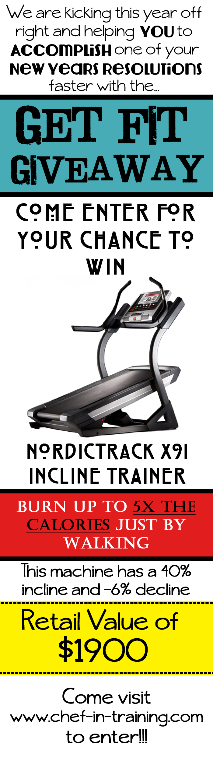 Get Fit Giveaway! Come enter for your chance to win a NordicTrack X9i Incline Trainer. $1900 Value!