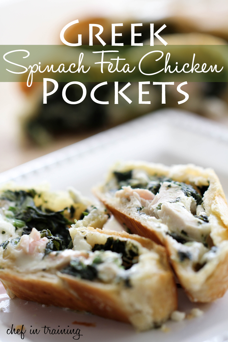 Greek Spinach Feta Chicken Pockets on chef-in-training.com ...The flavor in this dinner will completely blow your mind! It is one of the best things I have ever eaten! #dinner #recipe