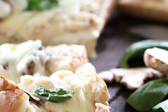 Spinach Chicken Alfredo French Bread Pizza