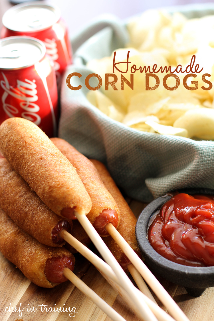 EASY Homemade Corn Dogs from chef-in-training.com ...You will be blown away by how simple and quick these whip up! They are delicious and make the perfect after-school-snack! #recipe #lunch