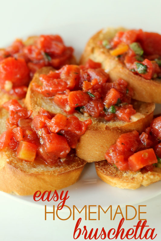 Homemade Bruschetta Recipe from Lil' Luna on chef-in-training.com ...This recipe is so easy to make and so delicious! Definitely a crowd pleasing appetizer! #recipe #appetizer