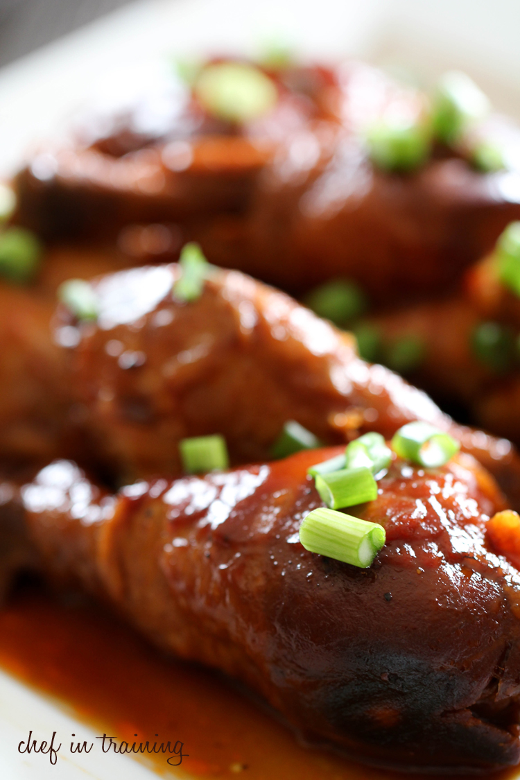 Slow Cooker Honey BBQ Drumsticks from chef-in-training.com ...ONLY 3 simple ingredients to create this delicious meal! It is so simple yet tastes like you have been working in the kitchen all day long! #recipe #slowcooker