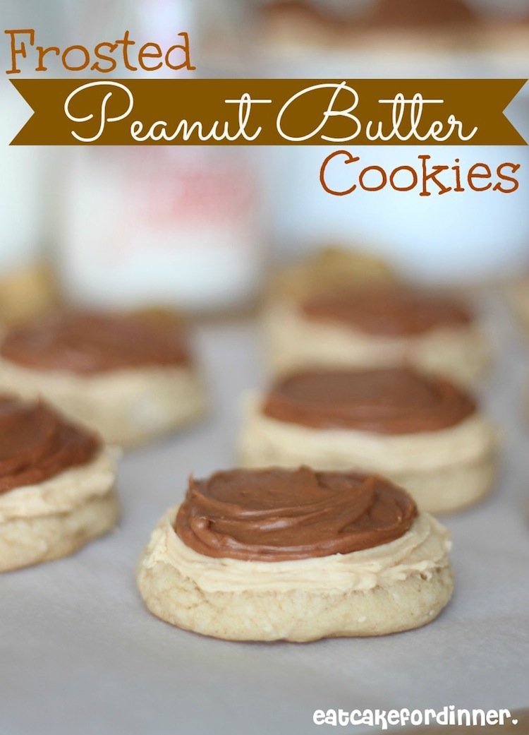 Frosted Peanut Butter Cookies from Eat Cake for Dinner on chef-in-training.com ...These are a Peanut-Butter-Lover's DREAM! SO good! #recipe #cookie