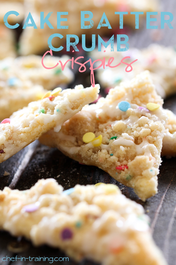 Cake Batter Crumb Crispies from chef-in-training.com ...These delicious bites whip up in minutes! Definitely a new family favorite!