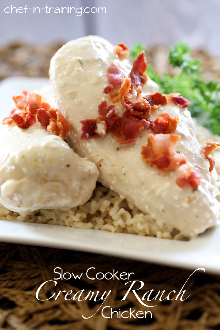 Slow Cooker Creamy Ranch Chicken on chef-in-training.com ...This recipe is extremely flavorful and SO easy! A new family favorite!