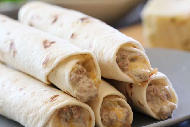 BAKED Creamy Green Chile Beef Taquitos