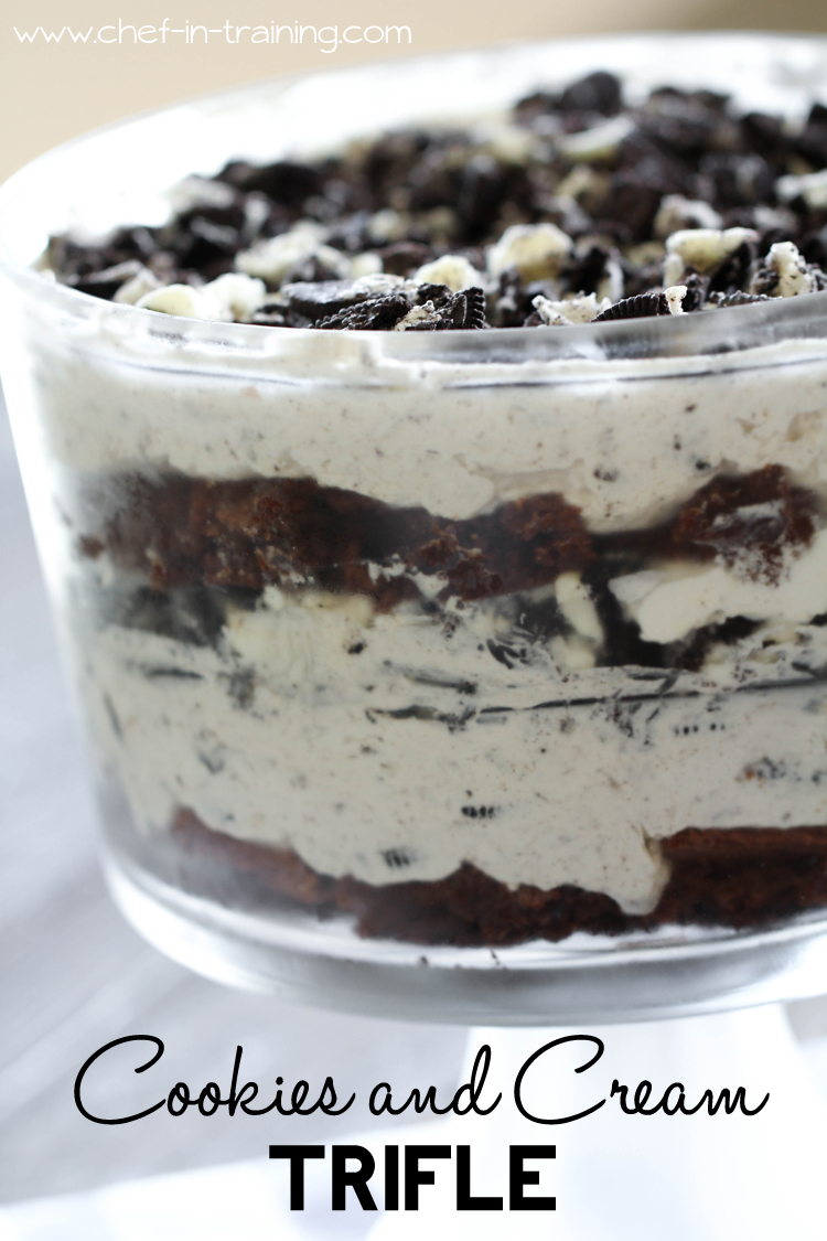 Cookies and Cream Trifle from chef-in-training.com ...This recipe is jam packed with chocolatey and creamy goodness that will completely WOW your company!
