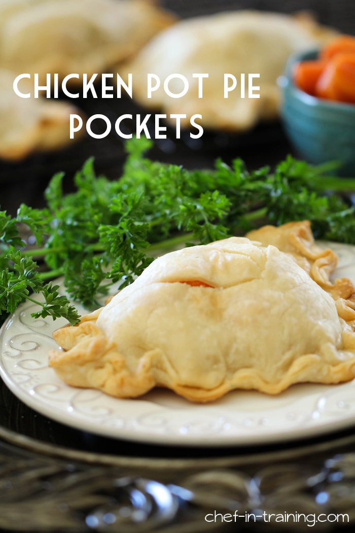 Chicken Pot Pie Pockets from chef-in-training.com ...An easy and delicious personal-sized dinner the whole family will love! Also a great freezer meal to pull out on an as-needed basis!