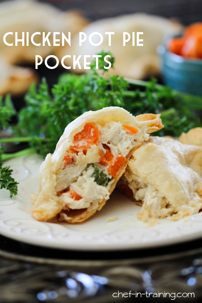 Chicken Pot Pie Pockets from chef-in-training.com ...An easy and delicious personal-sized dinner the whole family will love! Also a great freezer meal to pull out on an as-needed basis!