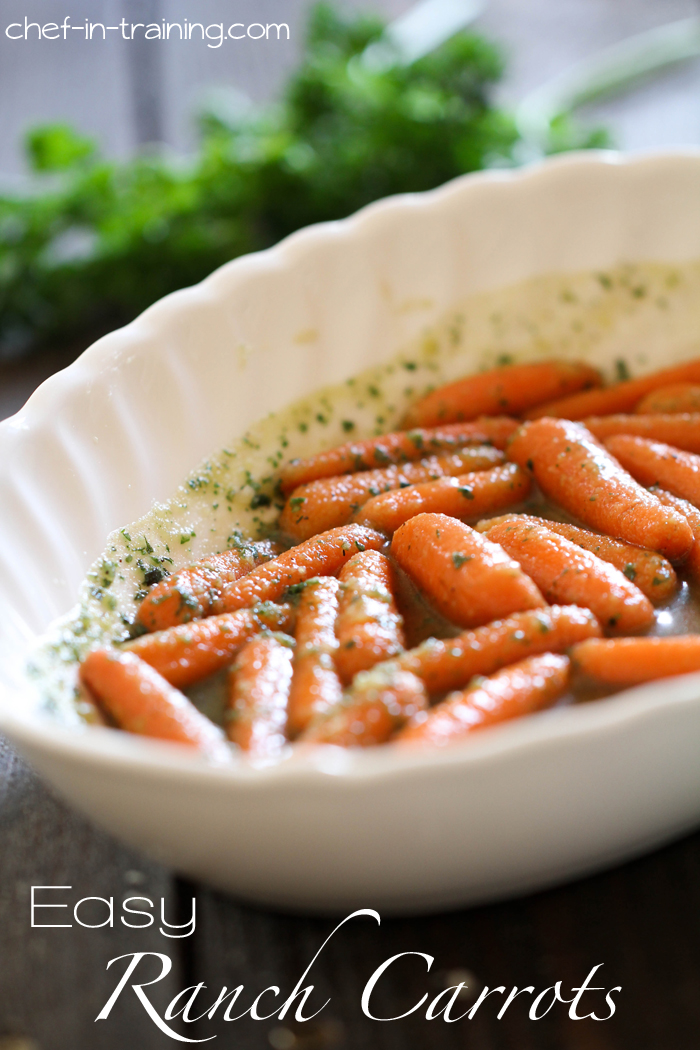 Easy Ranch Carrots! This side dish is only FOUR INGREDIENTS and so delicious! Definitely a new family favorite!