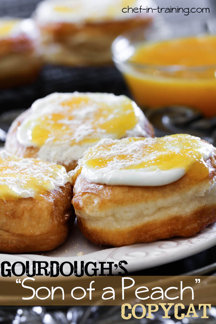Gourdough's "Son of a Peach" Donut Copycat Recipe! These taste like Peach Cobbler... only donut style! SO GOOD!