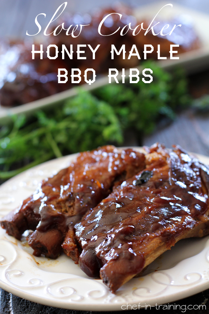 Slow Cooker Honey Maple BBQ Ribs from chef-in-training.com ...Hubby declared these to be the best ribs ever! They are perfectly flavored and fall right off the bone!