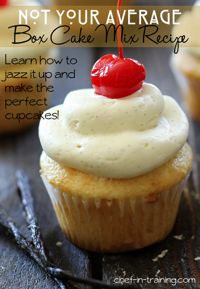 Not Your Average Box Cake Mix Recipe! Click to find out how to take a box cake mix and make it extraordinary! These cupcakes are so moist and perfect! This is one cupcake recipe you are not going to want to lose!