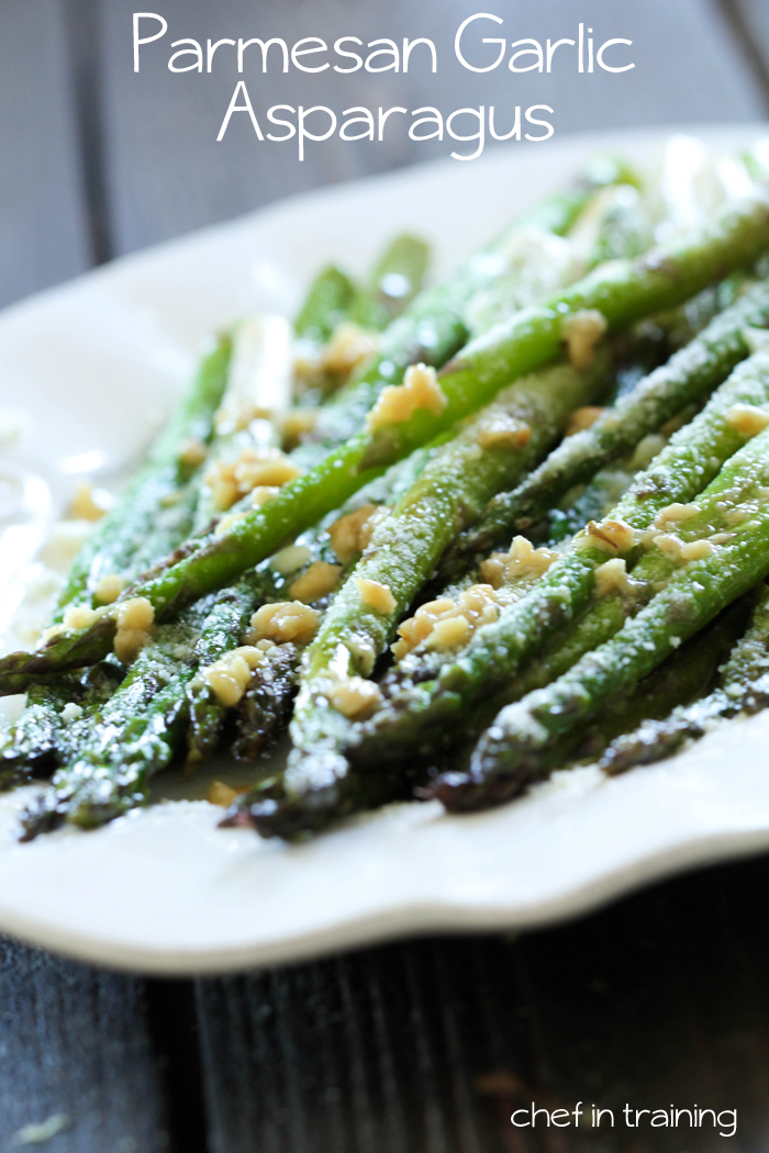 Parmesan Garlic Asparagus from chef-in-training.com ...My favorite way to eat asparagus! Very few ingredients, yet super flavorful and delicious!