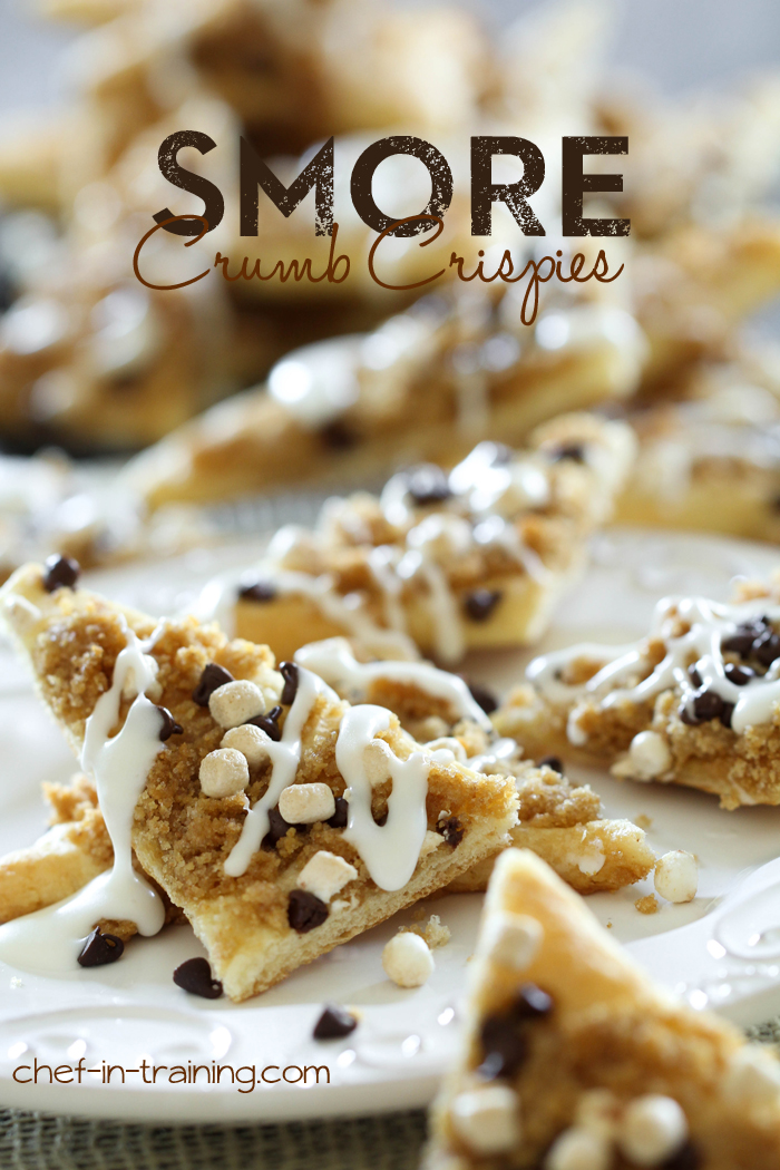 S'more Crumb Crispies from chef-in-training.com ...An easy and delicious new way to enjoy the smore flavor! This tasty treat whips up in minutes and would make a great after-school-snack!