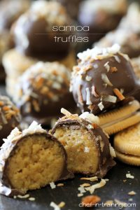 Samoa Truffles from chef-in-training.com ...only FIVE ingredients and they couldn't be more delicious! Could be my favorite truffles yet!
