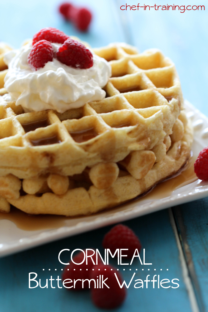 Cornmeal Buttermilk Waffles from chef-in-training.com ...The cornmeal is the secret ingredient to the incredible texture of these delicious waffles!