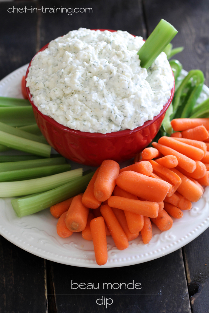 Beau Monde Dip from chef-in-training.com ...An easy, delicious and refreshing appetizer that you don't have to feel guilty about!