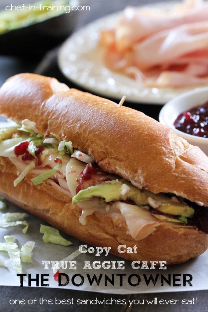 Copy cat of True Aggie Cafe's "The Downtowner" sandwich on chef-in-training.com is one of THE BEST sandwiches you will ever eat! And its perfect for Thanksgiving leftovers!