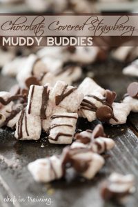Chocolate Covered Strawberry Muddy Buddies