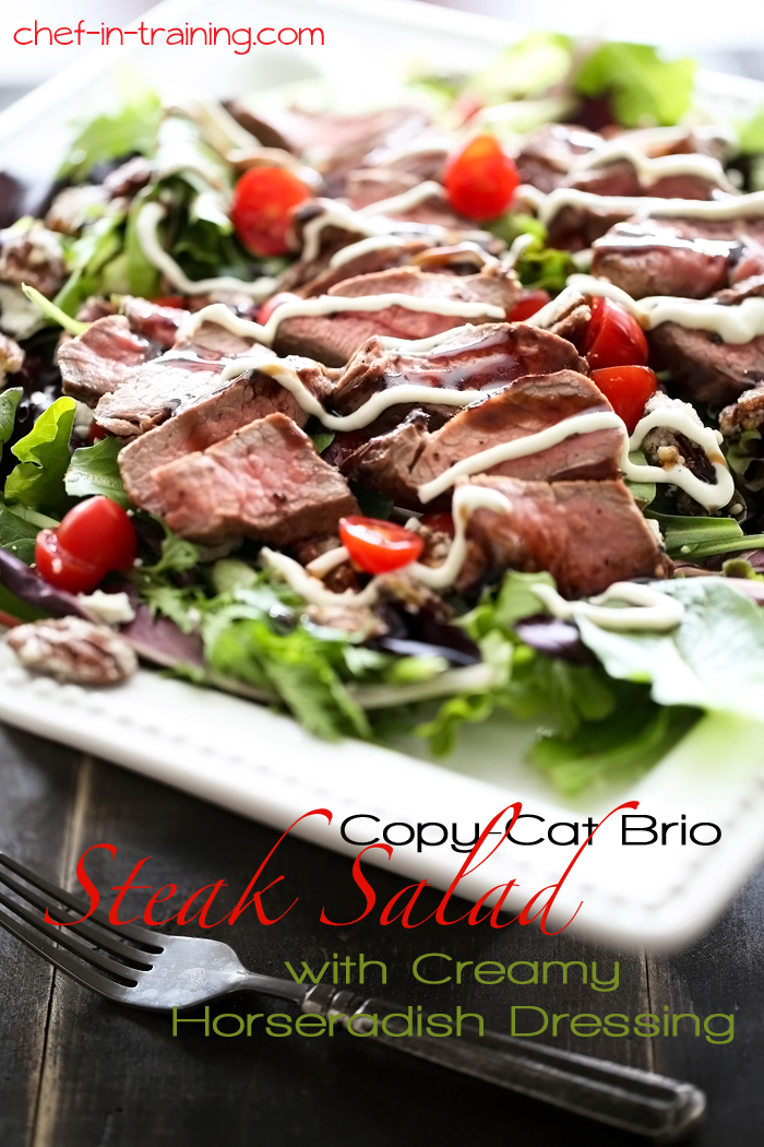 Copy Cat Brio Steak Salad with Creamy Horseradish Dressing on chef-in-training.com ...This is one salad you will want to make over and over again!