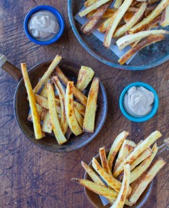 Baked Parsnip Fries with Creamy Balsamic Reduction Dip