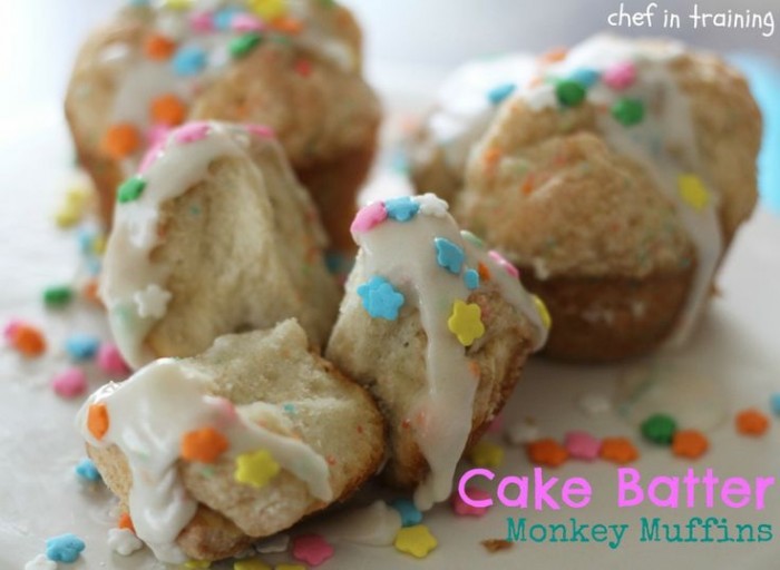 Cake Batter Monkey Muffins