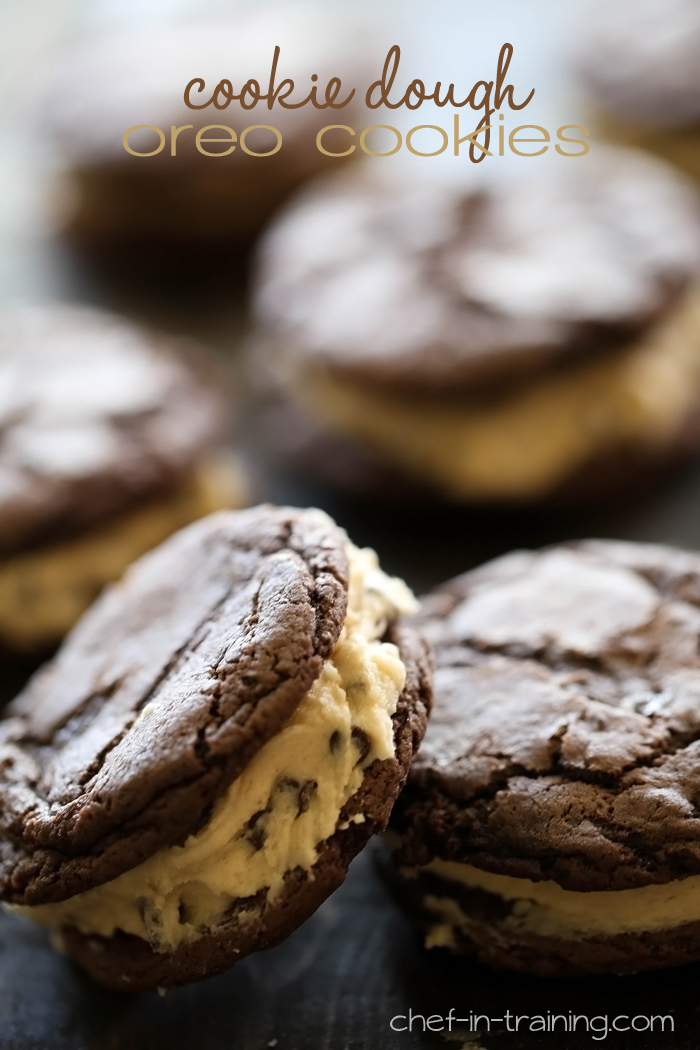 Homemade Cookie Dough Oreo Cookies from chef-in-training.com ...These cookies are one of the most incredible desserts you will ever eat! you have to make them!