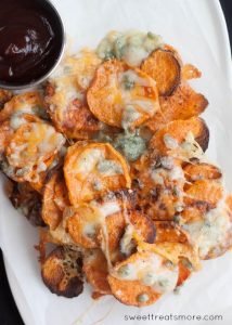 Oven Baked Blue Cheese & Cheddar Sweet Potato Rounds