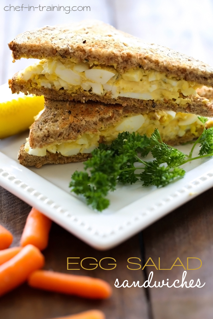 Egg Salad Sandwich Recipe from chef-in-training.com …A great way to use up some hard boiled eggs! Whips up in minutes and is SO delicious!