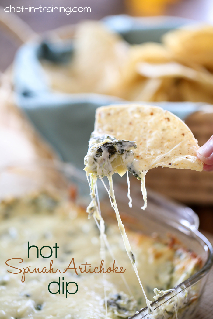 THE BEST Hot Spinach Artichoke Dip from chef-in-training.com …This dip is seriously amazing! I could eat the whole pan myself!