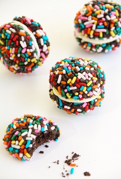 Chocolate Sprinkle Sandwich Cookies