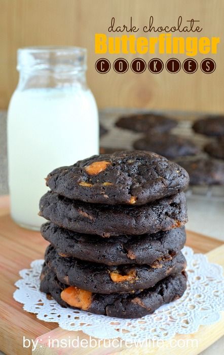 Dark Chocolate Butterfinger Cookies