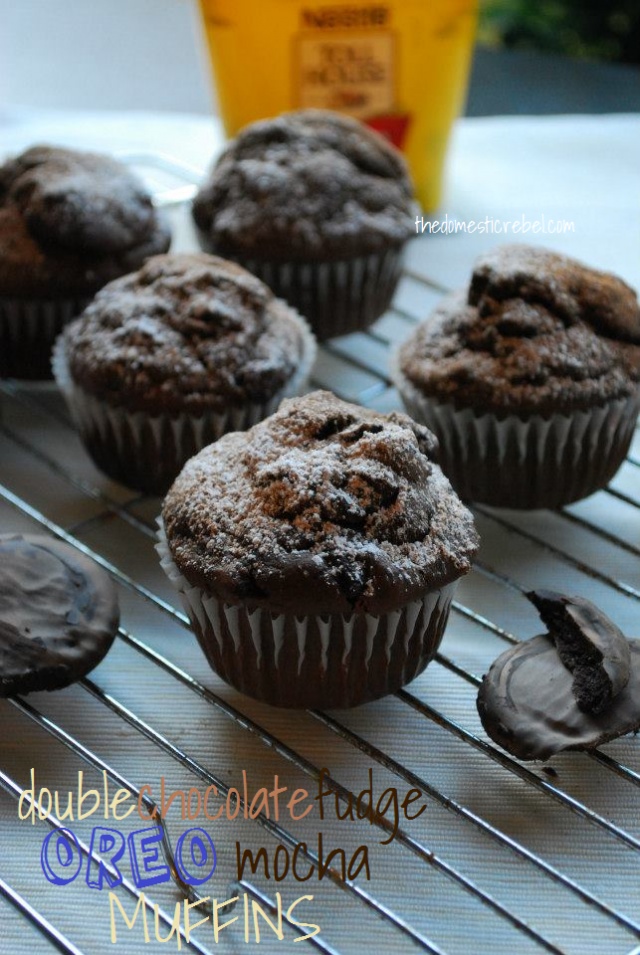 Dark Chocolate Fudge Oreo Mocha Muffins