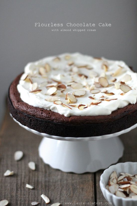 Flourless Chocolate Cake with Almond Whipped Cream