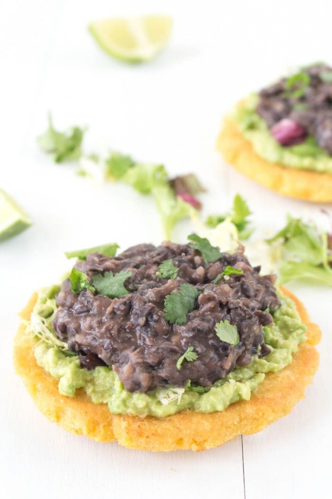 Homemade Sopes with Refried Black Beans