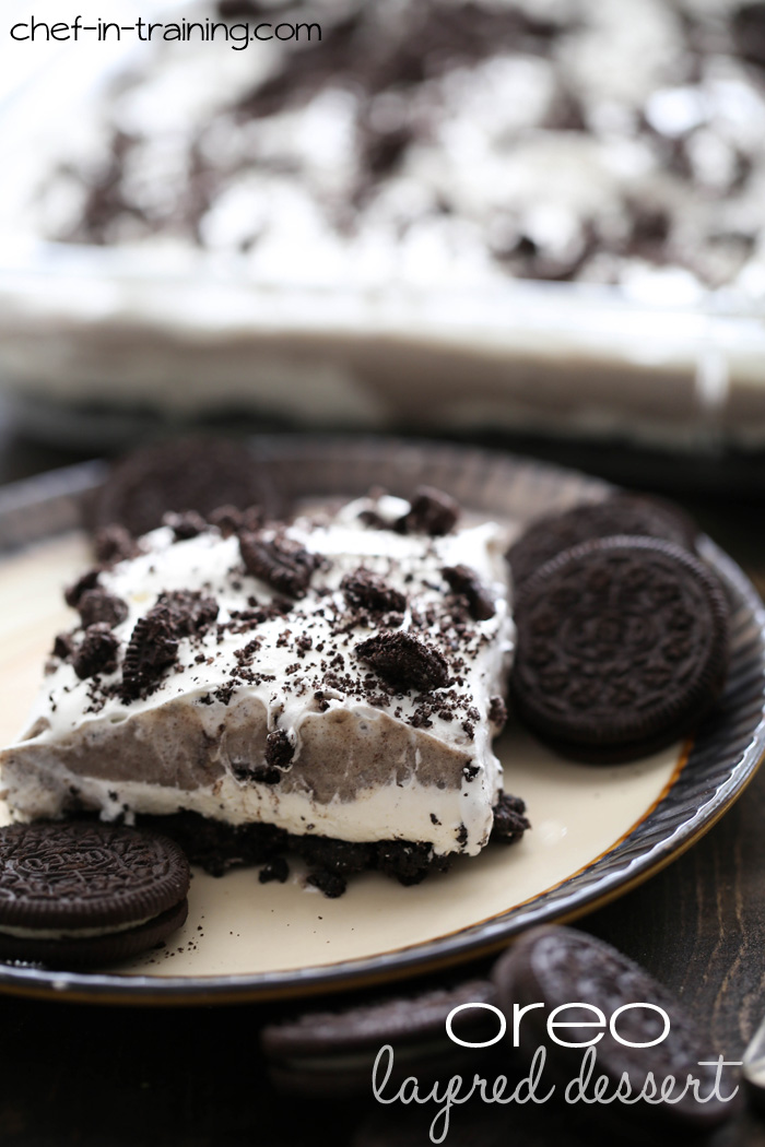 Oreo Layered Dessert from chef-in-training.com ….This recipe is so easy to make and completely delicious!