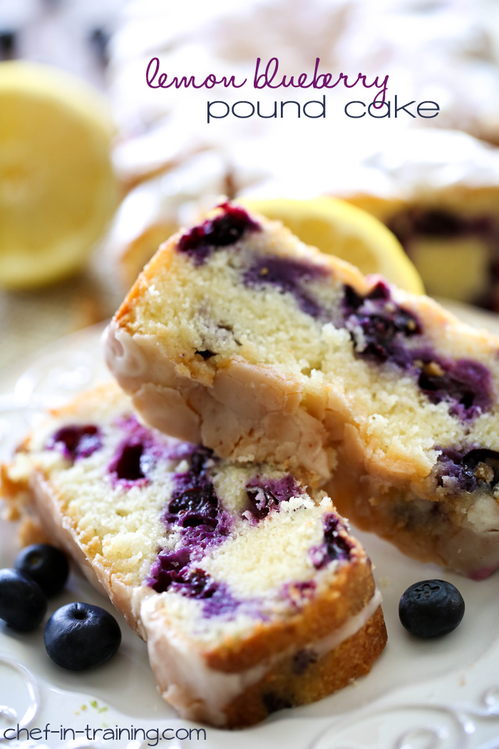 Lemon Blueberry Pound Cake from chef-in-training.com …This recipe is HEAVENLY! Seriously melt-in-your-mouth good!
