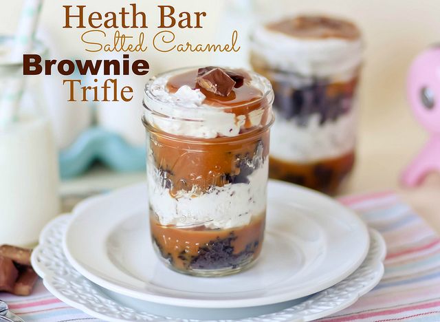 Heath Bar Salted Caramel Brownie Trifle